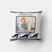 Niedliche Wale Wellen Blaues Foto Kissen (Rückseite)