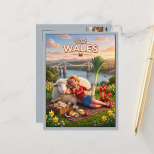 Niedliche Wales-Reise mit Walisischer Drachenschau Postkarte