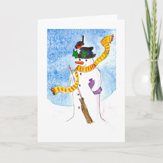 Niedliche walisische Weihnachtskarte, Snowman und Feiertagskarte (Vorderseite)