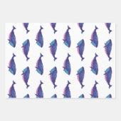 Niedliche Walkunst Zeichne im Ozean Blau und Weiß Geschenkpapier Set (Vorderseite 2)