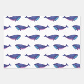 Niedliche Walkunst Zeichne im Ozean Blau und Weiß Geschenkpapier Set (Vorderseite)