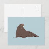 Niedliche Walrus-Illustration Feiertagspostkarte (Vorne/Hinten)