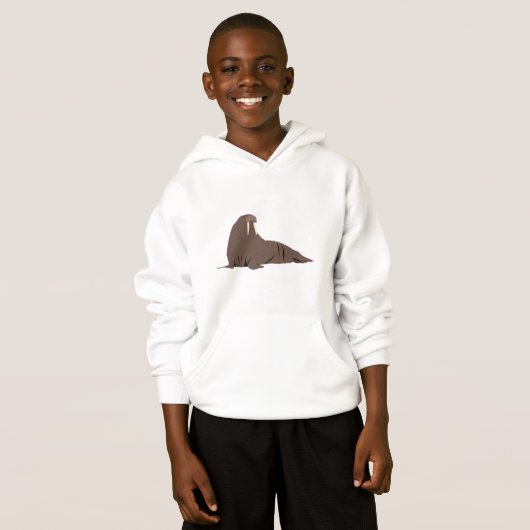 Niedliche Walrus-Illustration Hoodie (Vorne ganz)