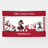 Niedliche Wanderhexe Halloween Weißes Rotes Banner (Horizontal)