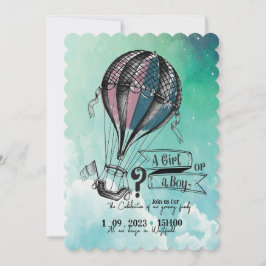 Niedliche WARME LUFTBALLOON-GENDER-REVEAL-EINLADUN Einladung