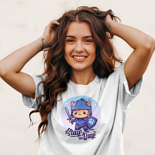 Niedliche Warriorkatze - Slay the Day T-Shirt
