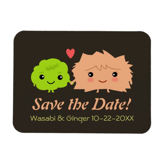 Niedliche Wasabi und Ginger Wedding Save the Date Magnet (Horizontal)