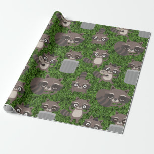 niedliche Waschbären Mülleimer Geschenkpapier