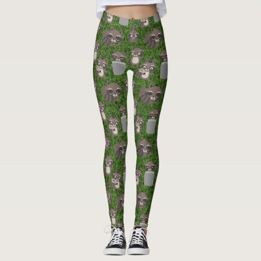 niedliche Waschbären Mülleimer Leggings (Vorderseite)