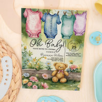 Niedliche Wäscheleine Bodysuits Aquarell Babydusch