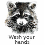 Niedliche Waschküche Waschen Sie sich die Hände Ra Freistehende Fotoskulptur<br><div class="desc">Hast du es satt,  Leute oder deine Kinder daran zu erinnern,  sich die Hände zu waschen? Niedlicher Funny Watercolor Raccoon zeigt seine Hände sind sauber. Erwachsene und Kinder werden es Liebe haben. Ideal für Ihren Arbeitsplatz,  Zuhause,  Freunde,  Mitarbeiter oder Zuhause.</div>