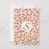 Niedliche Wasserfarbbananen und rosa Einladung (Rückseite)