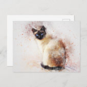 Niedliche Wasserfarbe Abstrakt Siamkatze Postkarte (Vorne/Hinten)