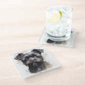 NIEDLICHE WASSERFARBE AFFENPINSCHER PUPPIERHUNDE GLASUNTERSETZER (Schrägansicht)