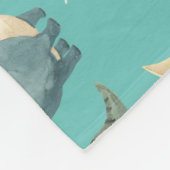 Niedliche Wasserfarbe auf leicht Aquamariner Dinos Fleecedecke (Ecke)