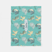 Niedliche Wasserfarbe auf leicht Aquamariner Dinos Fleecedecke (Vorderseite)