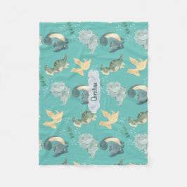Niedliche Wasserfarbe auf leicht Aquamariner Dinos Fleecedecke