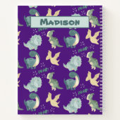 Niedliche Wasserfarbe auf Lila Dinosaurier-Muster Notizblock (Rückseite)