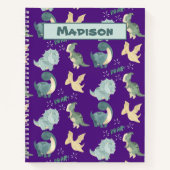 Niedliche Wasserfarbe auf Lila Dinosaurier-Muster Notizblock (Vorderseite)