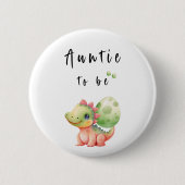 Niedliche Wasserfarbe Baby Dinosaurier Auntie-to-b Button (Vorderseite)