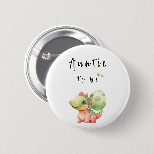 Niedliche Wasserfarbe Baby Dinosaurier Auntie-to-b Button (Vorne & Hinten)