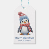 Niedliche Wasserfarbe Baby Penguin Weihnachten Geschenkanhänger (Vorderseite)
