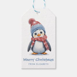 Niedliche Wasserfarbe Baby Penguin Weihnachten Geschenkanhänger