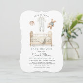 Niedliche Wasserfarbe Baby Things Babydusche Einladung (Stehend Vorderseite)