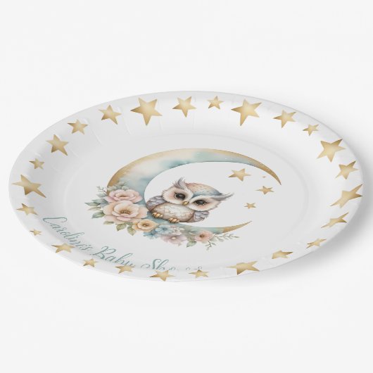 Niedliche Wasserfarbe Babyduschplatte Pappteller (Schrägansicht)