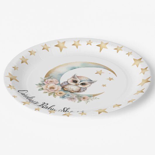 Niedliche Wasserfarbe Babyduschplatte Pappteller (Schrägansicht)