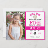 Niedliche Wasserfarbe Baseball Foto Girl Einladung (Vorderseite)