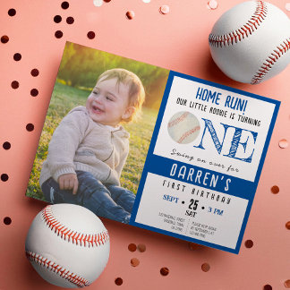 Niedliche Wasserfarbe Baseball Foto Junge 1. Gebur Einladung