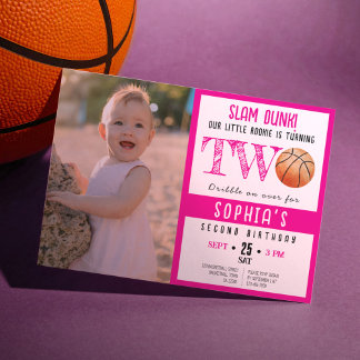 Niedliche Wasserfarbe Basketball Foto Girl Einladung