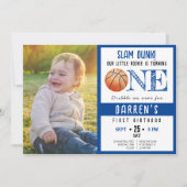 Niedliche Wasserfarbe Basketball Foto Junge 1. Geb Einladung (Vorderseite)