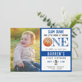 Niedliche Wasserfarbe Basketball Foto Junge 1. Geb Einladung (Stehend Vorderseite)