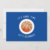 Niedliche Wasserfarbe Basketball Foto Junge 1. Geb Einladung (Rückseite)