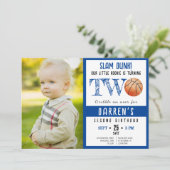 Niedliche Wasserfarbe Basketball Foto Junge 2. Geb Einladung (Stehend Vorderseite)