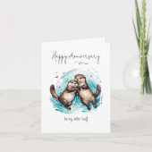 Niedliche Wasserfarbe bedeutender Otter Pun Jubilä Karte (Vorderseite)