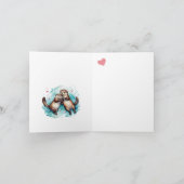 Niedliche Wasserfarbe bedeutender Otter Pun Jubilä Karte (Innenseite)