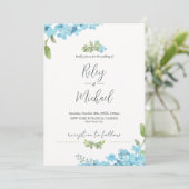 Niedliche Wasserfarbe Blaue Blume & botanische Einladung (Stehend Vorderseite)
