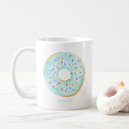 Niedliche Wasserfarbe Blauer Donut Sprinkles Perso Kaffeetasse