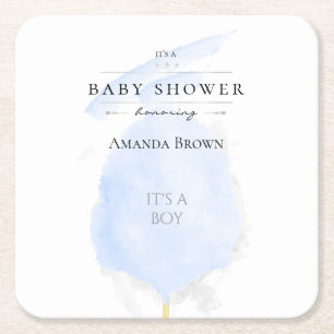 Niedliche Wasserfarbe Blue Cotton Candy Baby Dusch Rechteckiger Pappuntersetzer