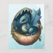 Niedliche Wasserfarbe Blue Dragon Baby Dusche (Rückseite)