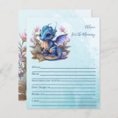 Niedliche Wasserfarbe Blue Dragon Baby Dusche (Vorne/Hinten)