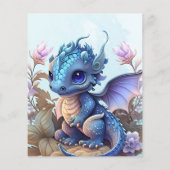 Niedliche Wasserfarbe Blue Dragon Baby Dusche (Rückseite)