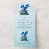 Niedliche Wasserfarbe Blue Dragon Baby Dusche All In One Einladung (Innen Boden)