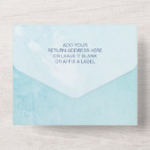 Niedliche Wasserfarbe Blue Dragon Baby Dusche All In One Einladung (Rückseite)