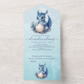Niedliche Wasserfarbe Blue Dragon Baby Dusche All In One Einladung (Innen Boden)