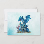 Niedliche Wasserfarbe Blue Dragon Baby Dusche Dankeskarte (Rückseite)