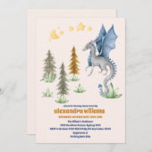 Niedliche Wasserfarbe Blue Dragon Baby Dusche Einladung (Vorne/Hinten)